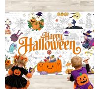 AinDen Nappe à colorier géante Halloween pour Enfants - 183x76cm - Bannière de coloriage Jumbo - Activités créatives, Bricolage et décoration de fête d’Halloween