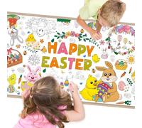 AinDen Nappe à Colorier Pâques pour Enfants - Activité Manuelle Créative - Décoration de Fête Géante avec Poster et Bannière pour Enfants et Familles - 182 x 76 cm