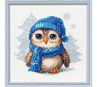 Aine Kit de broderie au point de croix compté A1019 - Motif chouette câlin - 15,2 x 15,2 cm - Pour débutants et avancés