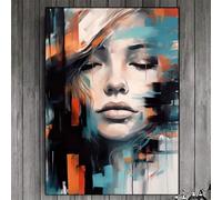 AINIBPO Abstrait Graffiti Visage de Femmes Art Peinture Sur Toile Esthétique Affiches et Impressions Gros Yeux Fille Mur Chambre Décor Photos 40x60cm Sans Cadre