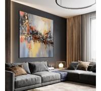 AINIBPO Peinture à l'huile sur toile de paysage de lac abstrait coloré, grandes affiches et impressions de paysage, citations modernes, art mural, décoration d'intérieur, 60x60cm, sans cadre