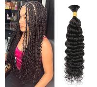 Ainimiu Cheveux humains à tresser de 45,7 cm - 50 g - Cheveux humains crépus et bouclés - Noir naturel - Pour tresses BoHo - Sans trame - Vietnam - Cheveux vierges