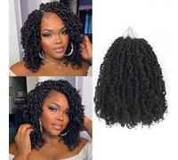 Ainimiu Yanky Twist Lot de 8 paquets (20 mèches/pièces) de cheveux pré-torsadés au crochet - 30,5 cm - Cheveux tressés au crochet pré-bouclés - Brun ombré