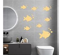AINIUNIU 3D Sticker Mural Acrylique Poisson et Bulles, Amovibles Autocollants, Bricolage Autocollant Décor à la Maison, Autocollants Miroir pour Chambre Salon Salle de Bain Décoration(Or)