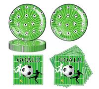 AINIUNIU Assiette Anniversaire de Football, 40pcs Football Vaisselle de Fête 20 Invités, Vaisselle Jetable Assiettes et Serviette, Décorations de Fête D'anniversaire pour Enfants