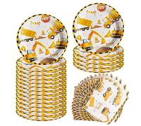 AINIUNIU Fournitures de Fête d'Anniversaire Vaisselle d'Excavatrice, Décorations de Chantier de Construction Pour Garçons Filles Enfants, 20 Invités
