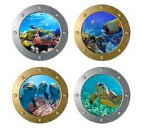 AINIUNIU Monde Sous-Marin Stickers Muraux, Sticker Mural Sous-Marins, Sticker Muraux 3D Marine Tropical Poisson Sticker Pour Salon, Océan Autocollant Décoration Murale Pour Salle Bain Chambre Enfants