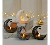 Ainiupi Décoration du Ramadan 2025 - Lampe LED en forme d'étoile et lune pour Ramadan Kareem - Décoration d'intérieur musulmane - Cadeau de fête pour l'Aïd Mubarak