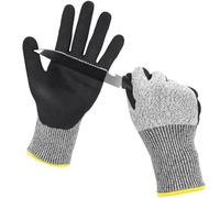 Ainiv 1 Paires Gants de Sécurité pour Le Travail, Gants de Jardinage Noirs Enduits de Nitrile, Gant de Protection Anti Coupures Niveau 5, pour Travaux Généraux, Jardinage et Pêche (M)