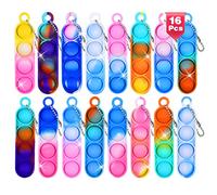 Ainiv 16PCS Mini Pop Push It Fidget Jouet Porte-clés, Coloré Silicone Squeeze Pop Bubble Fidget Bulk Jouets Sensoriels, Poppet Bubble Stress Soulagement de Anxiété Jouets pour Autisme, Enfants Adultes