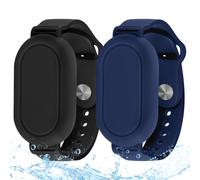 Ainiv 2Pcs Bracelet pour Samsung Galaxy SmartTag 2, Bracelet en Silicone Étanche, Conception de Couverture Complète, Compatible avec Samsung Smart Tag 2, pour Enfants, Personnes Âgées (Noir+Bleu)