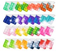 Ainiv 32PCS Mini Pop Push It Fidget Jouet Porte-clés, Coloré Silicone Squeeze Pop Bubble Fidget Bulk Jouets Sensoriels, Poppet Bubble Stress Soulagement de Anxiété Jouets pour Autisme, Enfants Adultes