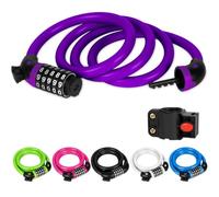 Ainiv Antivol Vélo 120 cm x 12 mm, Cadenas de Velo, avec Combinaison Réinitialisable à 5 Chiffres, avec Support de Montage, pour Vélo, Scooter électrique, Moto et Clôture - Violet
