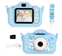 Ainiv Appareil Photo pour Enfants, Caméra Vidéo HD 1080P Numériques avec Étui en Silicone Dessin Animé, Appareils Photo pour Tout-Petit, Cadeau pour Filles Garçons 3 à 12, Carte SD 32 G Incluse(Bleu)