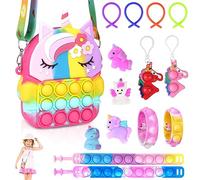 Ainiv Cadeau Fille 3 4 5 6 7 8 9 10 Ans, Sac Pop It Fidget Pack Jouet Fille 2-10 Ans Popite pour Enfant pour Filles Sensory Sac Pop It Jouet Anti Stress Licorne Fille Anniversaire Licorne-Coloré