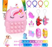 Ainiv Cadeau Fille 3 4 5 6 7 8 9 10 Ans, Sac Pop It Fidget Pack Jouet Fille 2-10 Ans Popite pour Enfant pour Filles Sensory Sac Pop It Jouet Anti Stress Licorne Fille Anniversaire Licorne-Rose