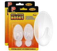 Ainiv Crochet Adhésif, 4 Grand Crochet Mural Transparent, 2.5kg (max), sans Percer sans Endommager Ovales Support Mural Auto-adhésif pour Cuisine Salle de Bain Placard Verre