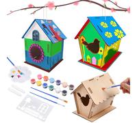 Ainiv Kits Bricolage en Bois, 2 Pcs Maison D'Oiseau | Kit de Construction de Nichoir à Oiseaux à Construire et Peindre, Loisir Creatif Activités Manuelles