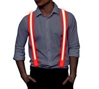 Ainiv LED Nœud papillon ou cravate pour homme Light Up Luminous Neckties/Cravate avec câble d'alimentation, 3 modes de scintillement, pour fête, bar, Halloween, école, Bretelles rouges, Tirantes