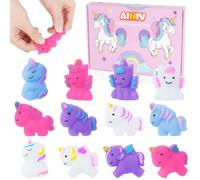 Ainiv Lot de 12 mini jouets à écraser licorne Kawaii - Balle sensorielle pression stress autisme - Cadeau enfants adultes