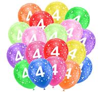 Ainiv Lot De 18 Ballons En Latex Pour 4e Anniversaire, Numbers Printed Chiffres Multicolores, Ballons D'Anniversaire en Forme de Chiffre 4 pour 4 Ans, Fournitures De Décoration de Fête