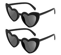 Ainiv Lot de 2 paires de lunettes de soleil rétro œil de chat - Protection solaire UV400 et protection UV - Pour enfants, fête, voyage, séance photo, Cadre noir