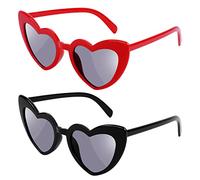 Ainiv Lot de 2 paires de lunettes de soleil rétro œil de chat - Protection solaire UV400 et protection UV - Pour enfants, fête, voyage, séance photo, Cadre noir et rouge, 1