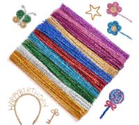 Ainiv Lot de 200 Cure-Pipes pour Travaux Manuels, 30cm Paillettes 10 Couleurs Bâtonnets Pelucheux, Fournitures Artisanales, Tiges de Chenille pour Le Bricolage, Les Arts et L'artisanat