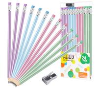 Ainiv Lot de 24 crayons à macarons avec gomme en bois graphite - Cadeau pour enfants, adultes, école, bureau, fête de mariage