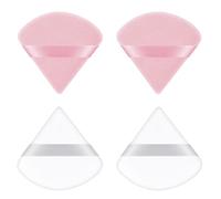 Ainiv Lot de 4 houppettes triangulaires réutilisables à double usage - Lavables et sèches - Pour poudre libre, fond de teint, crème, blush humide ou poudre pressée