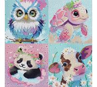 Ainiv Lot de 4 Kits de Peinture Diamant 5D pour Enfants, Diamond Painting pour Enfants, Peinture Diamant Complète pour Filles et Garçons Débutants, Kits de Diamant pour La Décoration de La Maison