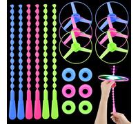 Ainiv Lot de 6 Disques Volants Lumineux pour Enfants, Jouets Lumineux à Hélice, Jouets D'hélicoptères à Disque Volant Rotatif Lumineux, Jouets D'extérieur pour Enfants de 5 à 10 Ans
