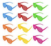 Ainiv Lunettes Deguisement, Lot de 12 Obturateur Shades Neon Lunettes pour Enfants, pour Fête, Anniversairet, Noël, Rave, EDM, Cosplay
