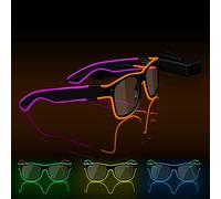 Ainiv Lunettes Lumineuses, [MISE À NIVEAU] Lunette Futuriste LED de Fête, EL Wire Neon Lumière Masque Lumineux pour Fête, Anniversairet, Noël, Rave, EDM, Cosplay (Orange & Rose)