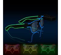 Ainiv Lunettes Lumineuses, [MISE À NIVEAU] Lunette Futuriste LED de Fête, EL Wire Neon Lumière Masque Lumineux pour Fête, Anniversairet, Noël, Rave, EDM, Cosplay (Bleu & Vert)