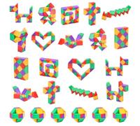 Ainiv Mini Cube Magique Serpent, Lot de 15 Magic Snake Cube Fidget Cube, 24 Blocs, Mini Cubes Puzzle Torsadés, Fournitures de Fête, Cadeaux de Fête d'anniversaire, Remplissages de Sacs Cadeaux