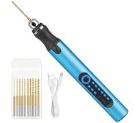 Ainiv Mini Perceuse Électrique Sans Fil à 3 Vitesses, Perceuse à Main Électrique à Chargement USB, avec 10 Petits Forets, pour Bijoux, Porte-Clés, Pendentif, Cuir, Bois, Résine, Plastique - Bleu