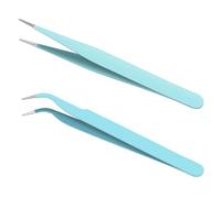 Ainiv Pince a Epiler Professionnelle Acier Inoxydable Precision, 2PCS Écharde Oblique Pointe Pince à Épiler Sourcils pour Enlèvement, des Points Noirs, Poils Incarnés et Cils-Bleu
