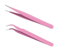 Ainiv Pince a Epiler Professionnelle Acier Inoxydable Precision, 2PCS Écharde Oblique Pointe Pince à Épiler Sourcils pour Enlèvement, des Points Noirs, Poils Incarnés et Cils-Rose