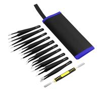 Ainiv Pince Brucelle, 11PCS Pincettes de Précision ESD et Coupe-fil Micro Kit, Brucelles Antistatique pour la Modélisation, Réparation Électronique, L'artisanat, Laboratoire, Fabrication de Bijoux