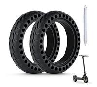 Ainiv Pneu Plein pour Xiaomi M365/M365 Pro, 2PCS Roue Alveolée Dure | Anti Crevaison Anti Dérapant Increvable Solide 8,5 Pouces Avant/Arrière, avec 1 Pied Biche en Alliage d'Aluminium