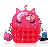 Ainiv Pop Sac à Bandoulière Fille, 2 en 1 Licorne Sac Pop Fidget Toy, Push Bubble Jouets Petit Sac à Main en Silicone, Longueur de Bandoulière Réglable, Cadeaux pour Filles Enfant
