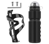 Ainiv Porte Bidon de Vélo avec Gourde Vélo 750ML, Noir | Bidon de Sport de Haute Qualité Sans BPA Convient Aux Vélo / VTT / Vélo de Route,Porte Gourde Indispensable pour Rouler
