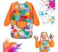Ainiv Tablier Peinture Enfant, Blouse Peinture Enfant Imperméable 6-12 ans, Tabliers de Peinture Graffiti à Manches Longues avec Poches, pour Peinture, Cuisine, Artisanat, École, Filles et Garçons-L