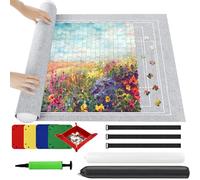 Ainiv Tapis Puzzle Rouleau Feutre 2000 pièces, Feutre Antiglisse, Portable Tapis de Rangement pour Puzzle avec 4 Trieurs - Gris