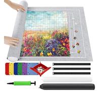 Ainiv Tapis Puzzle Rouleau Feutre 3000 pièces, Feutre Antiglisse, Portable Tapis de Rangement pour Puzzle avec 6 Trieurs - Gris