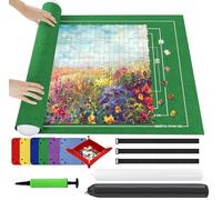 Ainiv Tapis Puzzle Rouleau Feutre 3000 pièces, Feutre Antiglisse, Portable Tapis de Rangement pour Puzzle avec 6 Trieurs - Vert