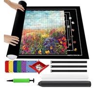 Ainiv Tapis Puzzle Rouleau Feutre 3000 pièces, Noir | Feutre Antiglisse, Portable Tapis de Rangement pour Puzzle avec 6 Trieurs