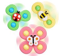 Ainiv Ventouse Spinner Jouets, 3PCS Coccinelle Abeille Papillon Animaux Mignons Jouets de Bain Bébé, Rotatives Jouets Cadeau pour Tout-Petit, Enfants, Filles, Garçons