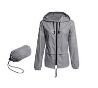 Ainiyo - Veste de plein air imperméable pour femme, respirante, pour les demi-saisons, légère, avec capuche, veste coupe-vent pour les randonnées, les voyages, le trekking et le cyclisme, compactable